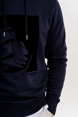 Felpa regular con cappuccio - Navy