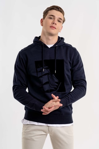 Felpa regular con cappuccio - Navy