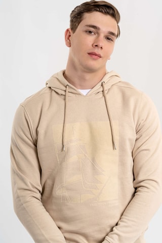 Felpa regular con cappuccio - Beige