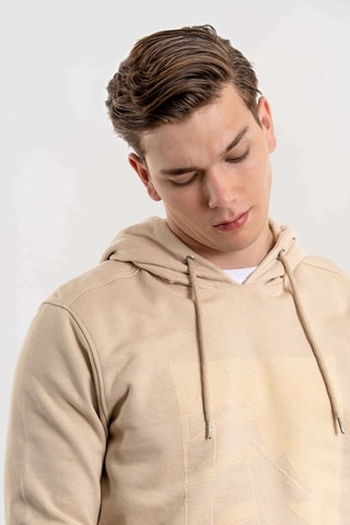 Felpa regular con cappuccio - Beige
