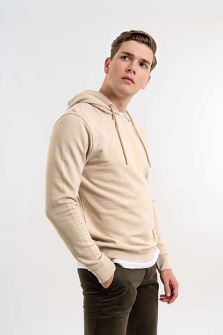 Felpa regular con cappuccio - Beige