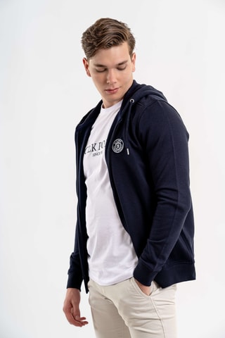 Cardigan regular con cappuccio - Navy