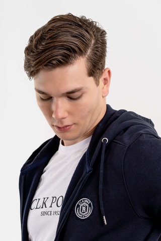 Cardigan regular con cappuccio - Navy