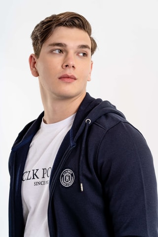 Cardigan regular con cappuccio - Navy