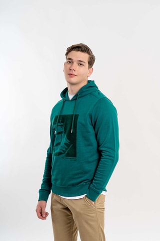 Felpa regular con cappuccio - Verde