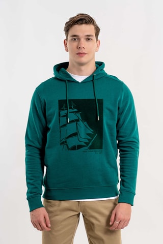 Felpa regular con cappuccio - Verde