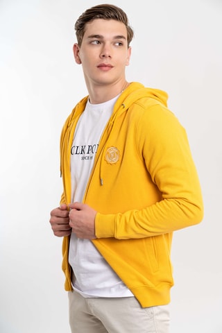 Cardigan regular con cappuccio - Giallo