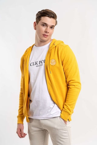 Cardigan regular con cappuccio - Giallo