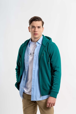 Cardigan regular con cappuccio - Verde