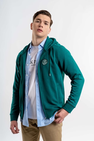 Cardigan regular con cappuccio - Verde