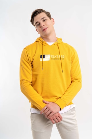 Felpa regular con cappuccio - Giallo