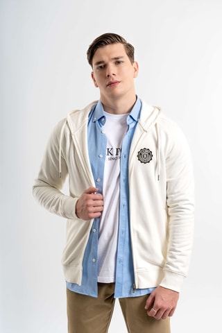 Cardigan regular con cappuccio - Bianco