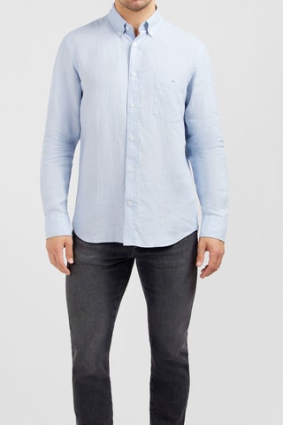 Chemise regular en lin Dernier Carré - Bleu clair