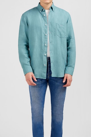 Chemise en lin Dernier Carré - Turquoise