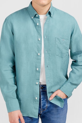 Chemise en lin Dernier Carré - Turquoise