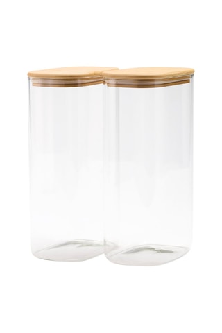 2 bocaux en verre borosilicate avec couvercles en bambou - 2 x 3 l