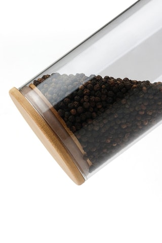 6 frascos para especiarias de vidro borossilicato com tampa de bambu - 15 cl