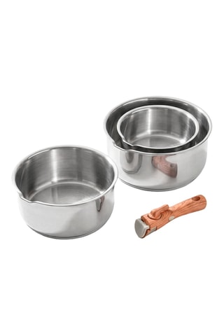 3 casseroles en acier inoxydable et 1 manche amovible - 16/18/20 cm