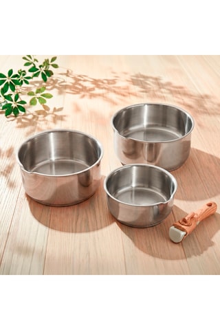 3 casseroles en acier inoxydable et 1 manche amovible - 16/18/20 cm