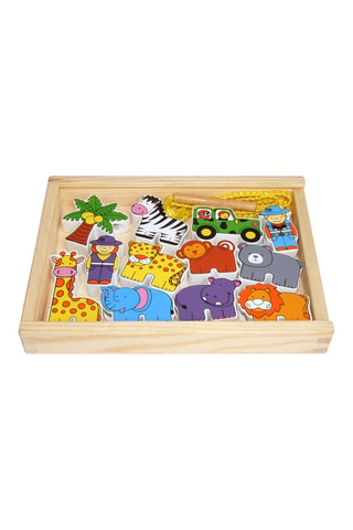 Coffret animaux de la jungle en bois - 12 pièces - Dès 3 ans
