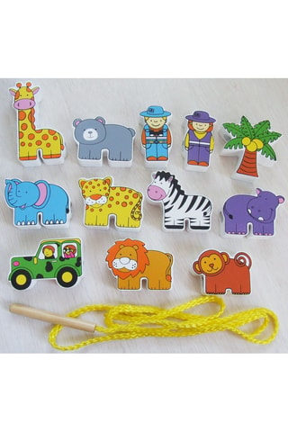 Coffret animaux de la jungle en bois - 12 pièces - Dès 3 ans