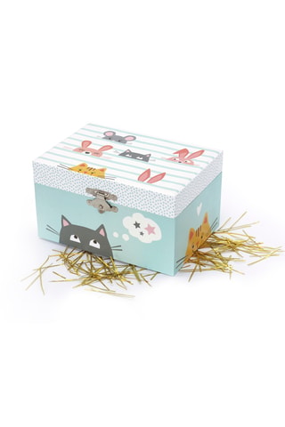 Boîte à bijoux musicale Phosphorescent Chat en bois - Dès 3 ans