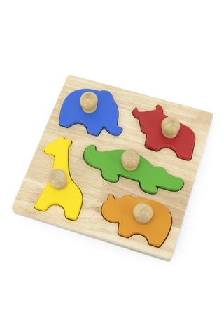 Puzzle blocs animaux de la savane en bois - 6 pièces - Dès 1 an