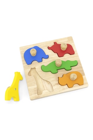 Puzzle blocs animaux de la savane en bois - 6 pièces - Dès 1 an