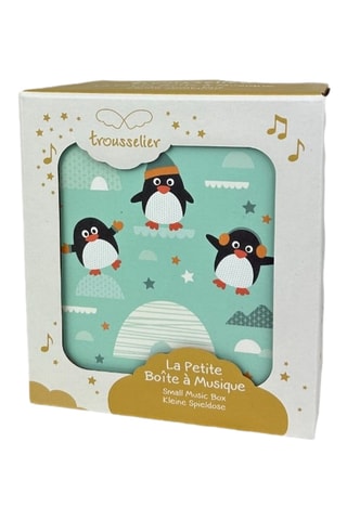 Boîte à musique cube Phosphorescent Pingouin en bois - Dès 3 ans