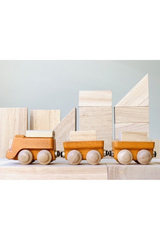 Train marchand en bois - 3 pièces - Dès 3 ans