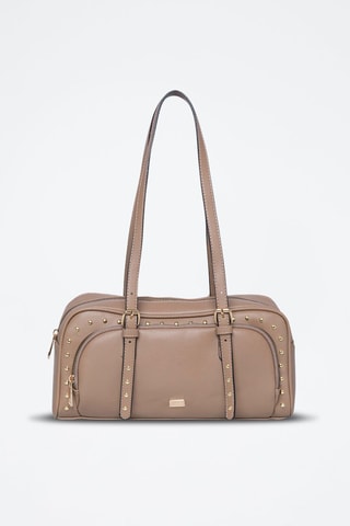 Sac porté épaule Bowling - Beige et doré