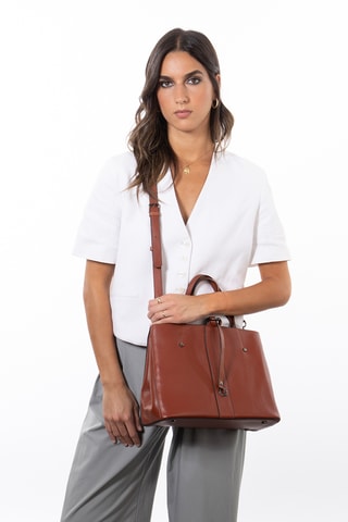 Sac à main en croûte de cuir Mizan - Camel