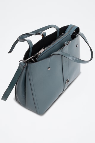 Sac à main en croûte de cuir Mizan - Bleu canard