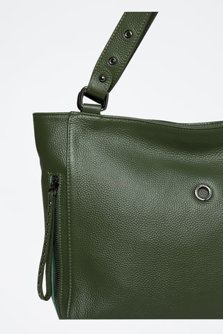 Sac porté épaule en cuir Valois - Kaki