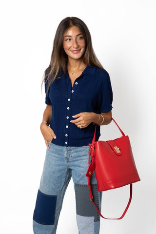 Sac seau en croûte de cuir Kilkeny - Rouge