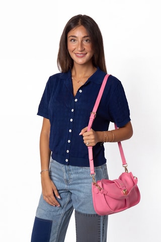 Sac bandoulière en cuir Orchidee - Rose