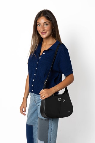 Sac bandoulière en croûte de cuir Epic - Noir