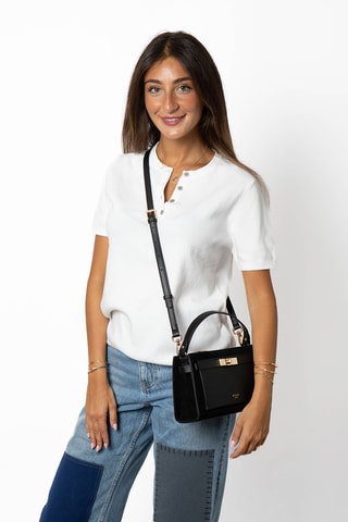 Sac à main en croûte de cuir Montaigne - Noir