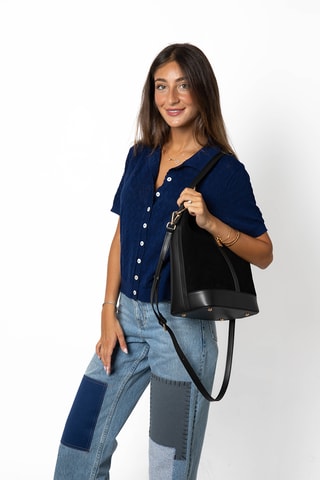 Sac seau en cuir Braga - Noir