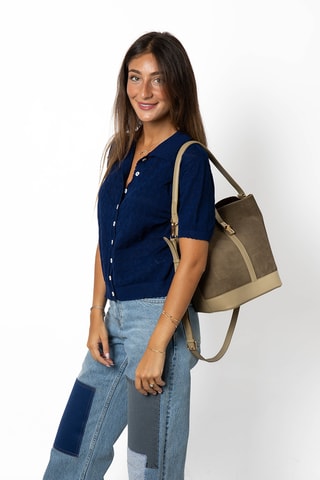 Sac seau en cuir Braga - Marron