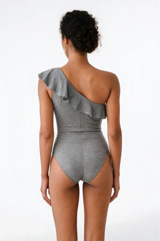 Maillot 1 pièce asymétrique - Gris chiné - Pinko