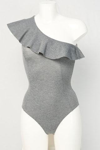 Maillot 1 pièce asymétrique - Gris chiné - Pinko