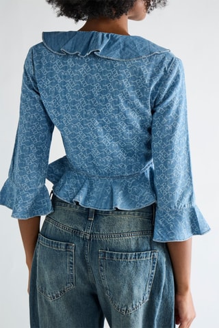 Crop top en jean - Bleu - Pinko