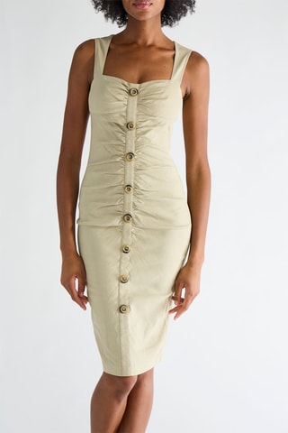 Robe midi en lin - Vert - Pinko
