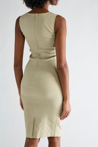 Robe midi en lin - Vert - Pinko