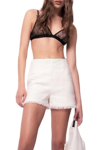 Short en tweed taille haute - Blanc - Pinko
