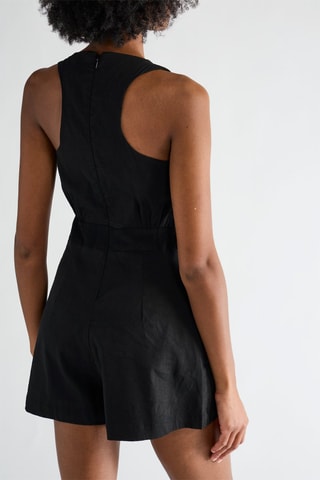 Combishort en lin -Noir - Pinko