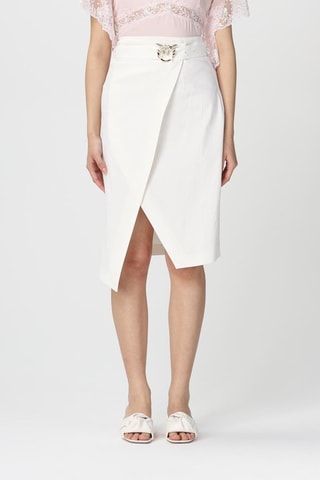 Jupe droite en lin taille haute - Blanc - Pinko