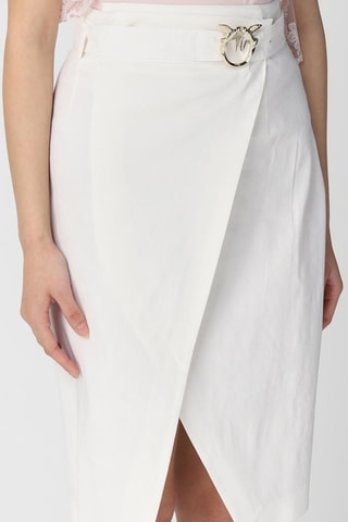 Jupe droite en lin taille haute - Blanc - Pinko
