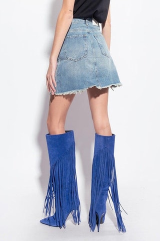 Jupe trapèze en jean - Bleu clair - Pinko
